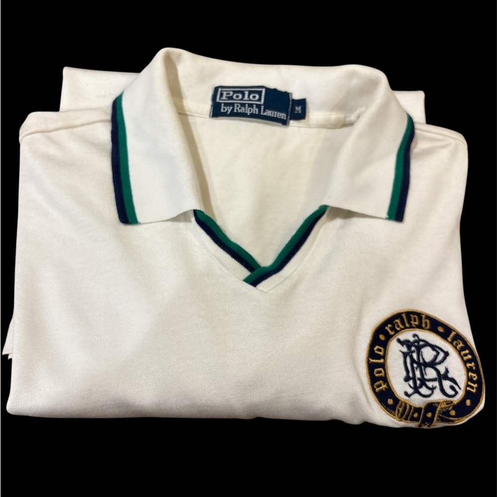 Ralph Lauren Cream Polo with Navy and Green Trim